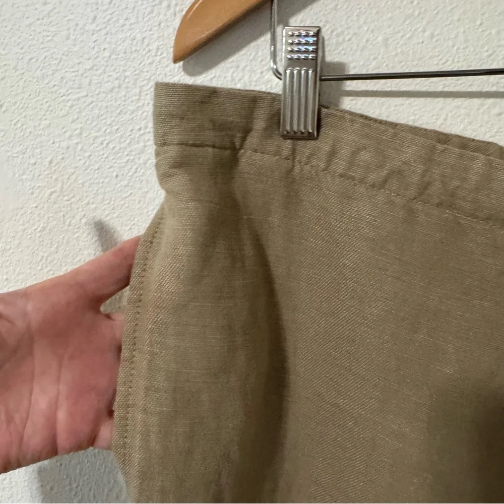 Banana Republic Onda Linen Cotton Blend Pant Khaki Beige Relaxed Fit 2024-Large